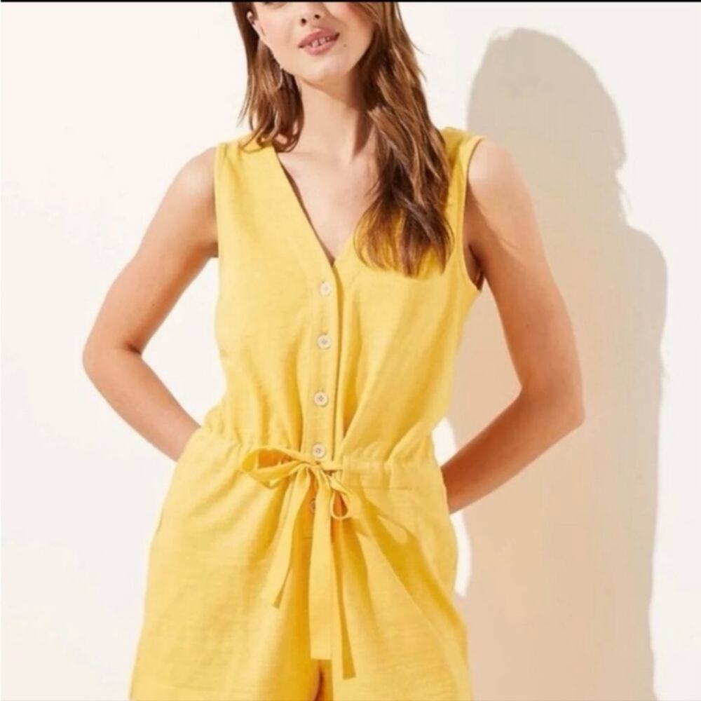 LOFT Plus Yellow Cotton V Neck Romper Sz.22W NWT